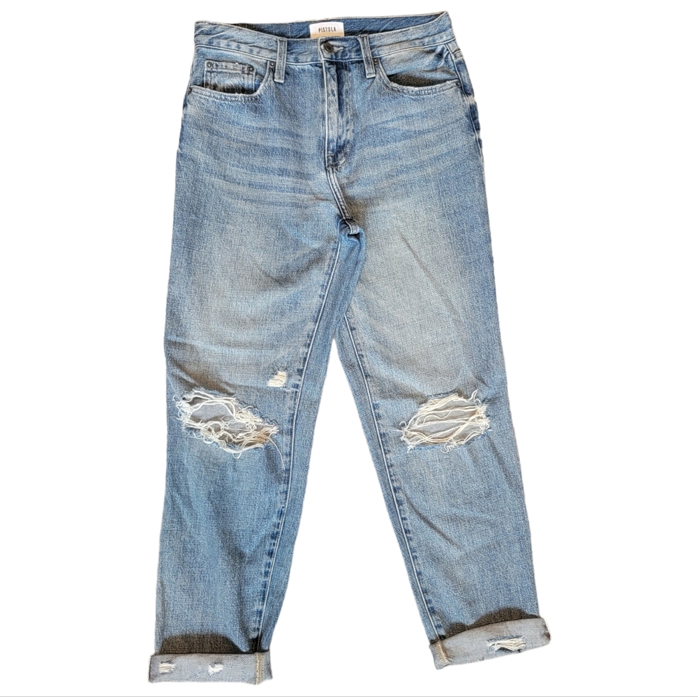 Pistola Presley High Rise Relaxed Roller Los Feliz Distressed Denim Wome…